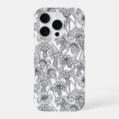 トウモロコシの花、白と黒の野生の花 iPhoneケース (裏面)