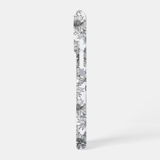 トウモロコシの花、白と黒の野生の花 iPhoneケース (左側面)