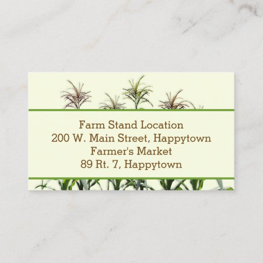 トウモロコシの茎ファームスタンド市場の名刺 名刺 (裏面)