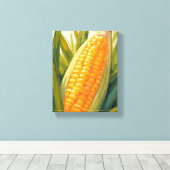 トウモロコシの茎 | 農業地帯の南部の油絵 キャンバスプリント (インサイチュ (ウッドフロア))