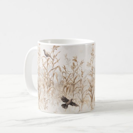 トウモロコシの茎 鳥 秋  コーヒーマグカップ (正面左)