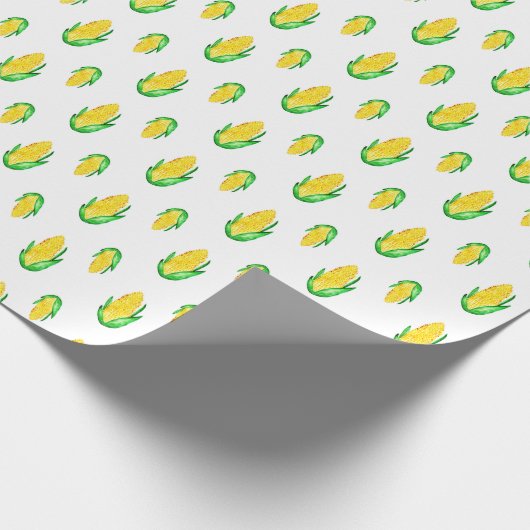 トウモロコシの頭部が付いている継ぎ目が無い水彩画パターン ラッピングペーパー (角)