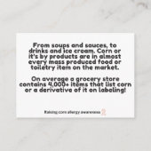 トウモロコシは全てのアレルギー認識度 エンクロージャーカード (裏面)