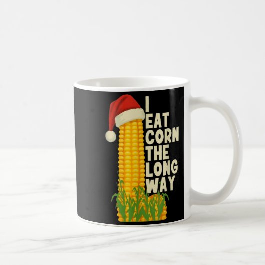 トウモロコシを斜めに食べる面白いクリスマス コーヒーマグカップ (右)