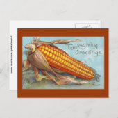 トウモロコシヴィンテージ感謝祭 シーズンポストカード (正面/裏面)