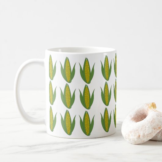 トウモロコシ植物野菜パターンコーン コーヒーマグカップ (ドーナツ)
