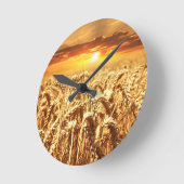トウモロコシ畑の夕日 ラウンド壁時計 (傾斜)
