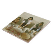 トウモロコシ、ラグナ、c.1905 (colの村落をひいている女性 タイル (側面)