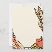 トウモロコシ、リンゴ、小麦の収穫感謝祭 招待状 (裏面)