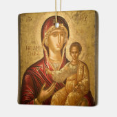 トオトコスとキリストの子の赤と金ゴールドのアイコン セラミックオーナメント (左)