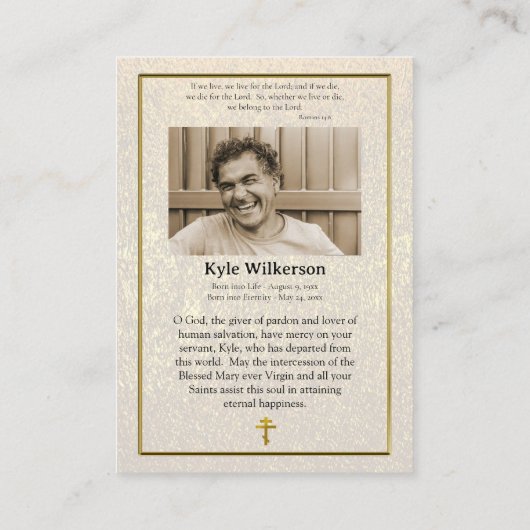 トオトコスとチャイルドキリスト葬儀祈りの言葉カード プレイスカード (裏面)