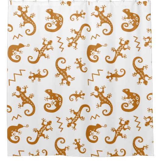 トカゲとカメレオンのシームレスなパターン シャワーカーテン (正面)