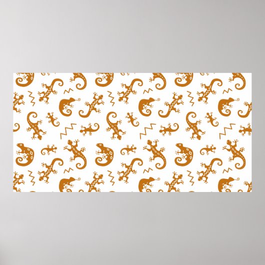 トカゲとカメレオンのシームレスなパターン ポスター (正面)