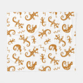 トカゲとカメレオンの継ぎ目のない模様 フリースブランケット (正面(横))