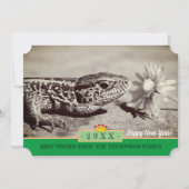 トカゲとデイジーと新年おめでとう！カード/フラワー シーズンカード (正面)