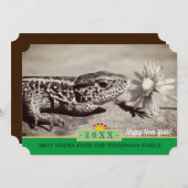 トカゲとデイジーと新年おめでとう!カード/フラワー シーズンカード (正面/裏面)