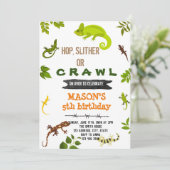 トカゲと爬虫類の誕生日テーマ 招待状 (スタンド正面)