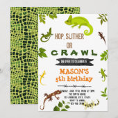 トカゲと爬虫類の誕生日テーマ 招待状 (正面/裏面)