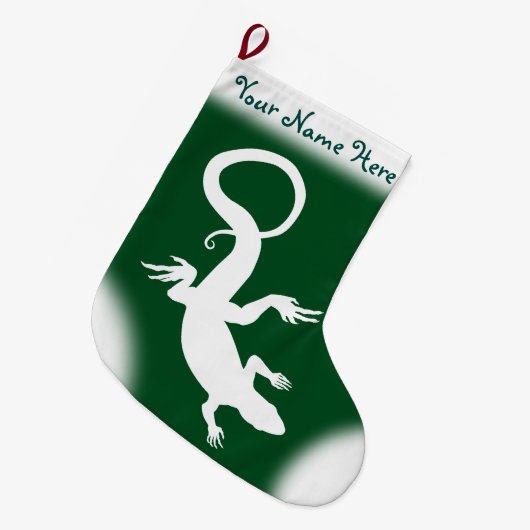 トカゲのクリスマスのストッキングのカスタムなハ虫類のストッキング ラージクリスマスストッキング (正面 (吊り時))