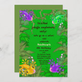 トカゲのジャングルの誕生日の招待状 招待状 (正面/裏面)