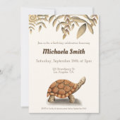 トカゲのセピアブラウン 誕生日オーダーメイド 招待状 (正面)