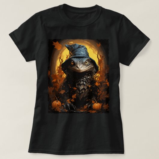 トカゲのハロウィーンの監視 Tシャツ (デザイン正面)