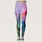 トカゲのレギンスの虹のイグアナのカラフルのドラゴン レギンス (正面)