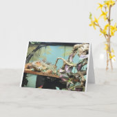 トカゲの人は「私を数えて」と言祝う誕生日  カード (黄色い花)