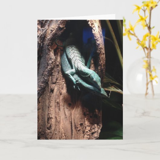 トカゲの抱擁挨拶状 カード (黄色い花)