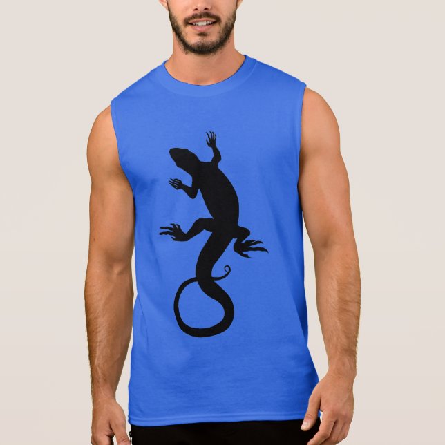 トカゲの芸術のタンクトップのワイシャツのレトロの緑トカゲのワイシャツ 袖なしシャツ (正面)