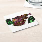 トカゲの芸術作品 スクエアペーパーコースター (アングル)