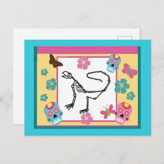 トカゲの骸骨、死の日 ポストカード (正面/裏面)