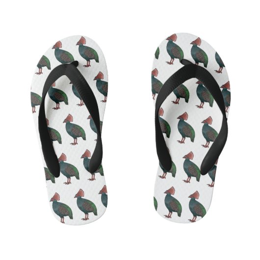 トカゲの鳥の漫画イラストレーション キッズビーチサンダル (フットベッド)