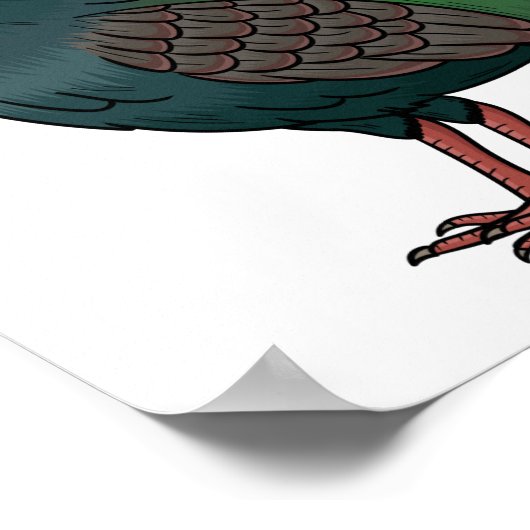 トカゲの鳥の漫画イラストレーション ポスター (角)