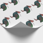 トカゲの鳥の漫画イラストレーション ラッピングペーパー (角)