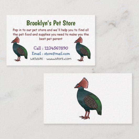 トカゲの鳥の漫画イラストレーション 名刺 (正面/裏面)