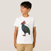 トカゲの鳥の漫画イラストレーション Tシャツ (正面フル)