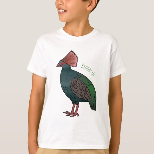 トカゲの鳥の漫画イラストレーション Tシャツ (正面)