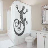 トカゲまたはサンショウウオの落書き シャワーカーテン (インサイチュ)