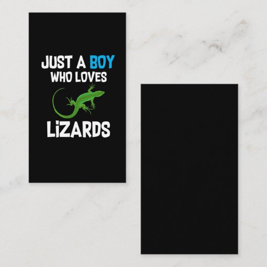 トカゲを愛する少年爬虫動物のペットファン 名刺 (正面/裏面)
