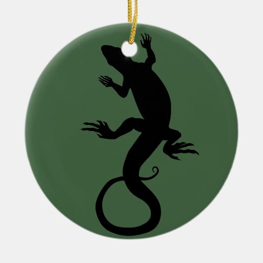 トカゲオーナメント飾りカッコいい付け爬虫類ギフト セラミックオーナメント (正面)