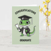 トカゲパーソナライズされたコ卒業 カード (黄色い花)