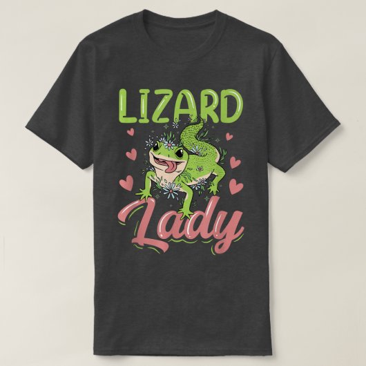 トカゲ女性トカゲ動物ゲッコ恋人 Tシャツ (デザイン正面)