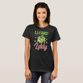 トカゲ女性トカゲ動物ゲッコ Tシャツ (正面フル)