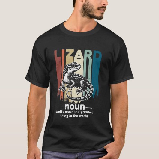 トカゲ捕獲者 楽しい レトロ ヤモリ トカゲ狩人 デザイン Tシャツ (正面)