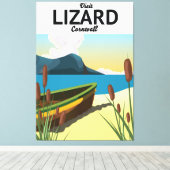 トカゲ海辺の旅行ポスター キャンバスプリント (インサイチュ (ウッドフロア))