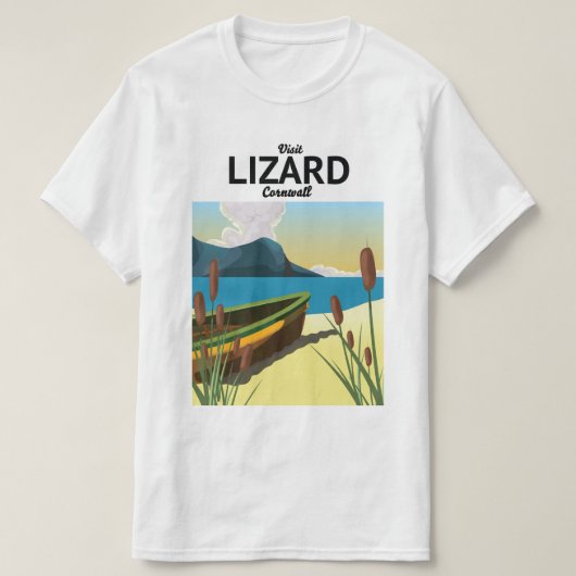トカゲ海辺の旅行ポスター Tシャツ (デザイン正面)