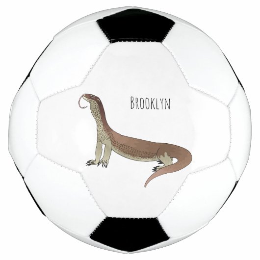 トカゲ漫画イラストレーション サッカーボール (正面)