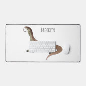 トカゲ漫画イラストレーション デスクマット (キーボード&マウス)