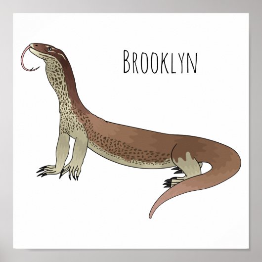 トカゲ漫画イラストレーション ポスター (正面)